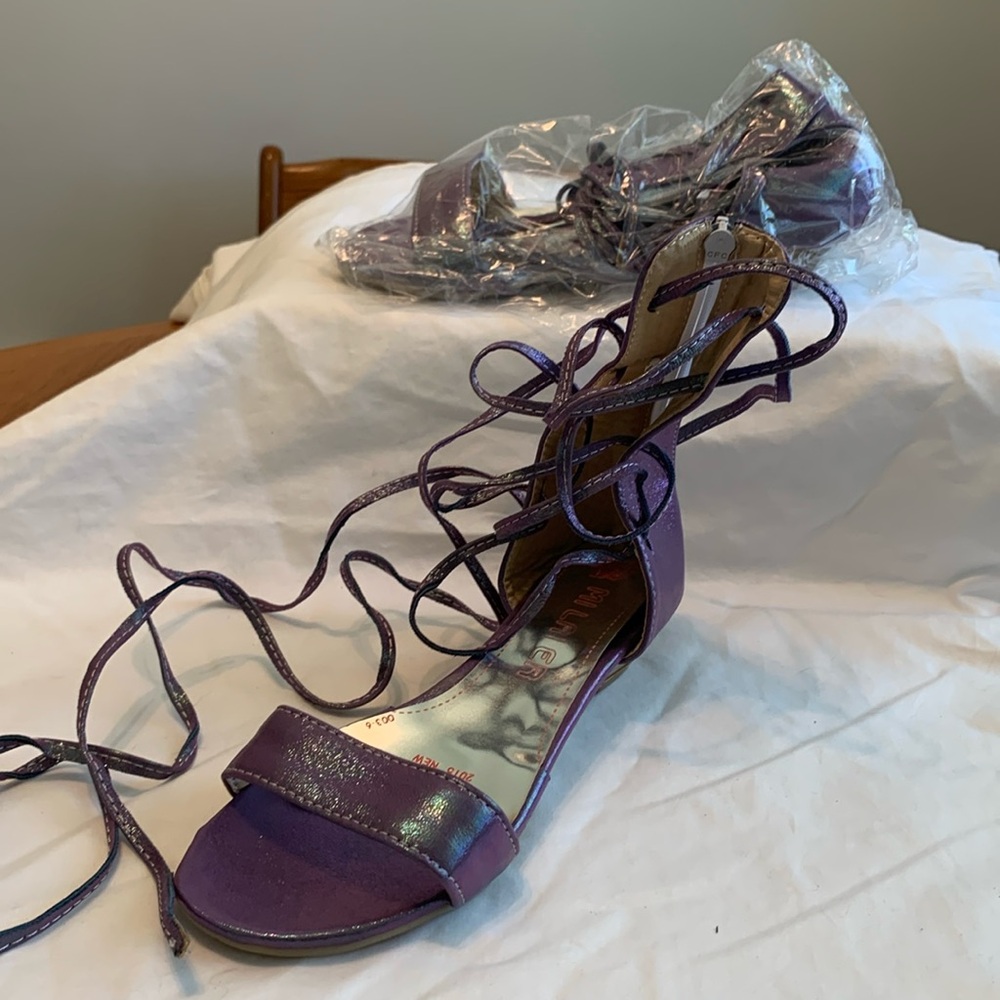 Iridescent purple Roman sandals NEW